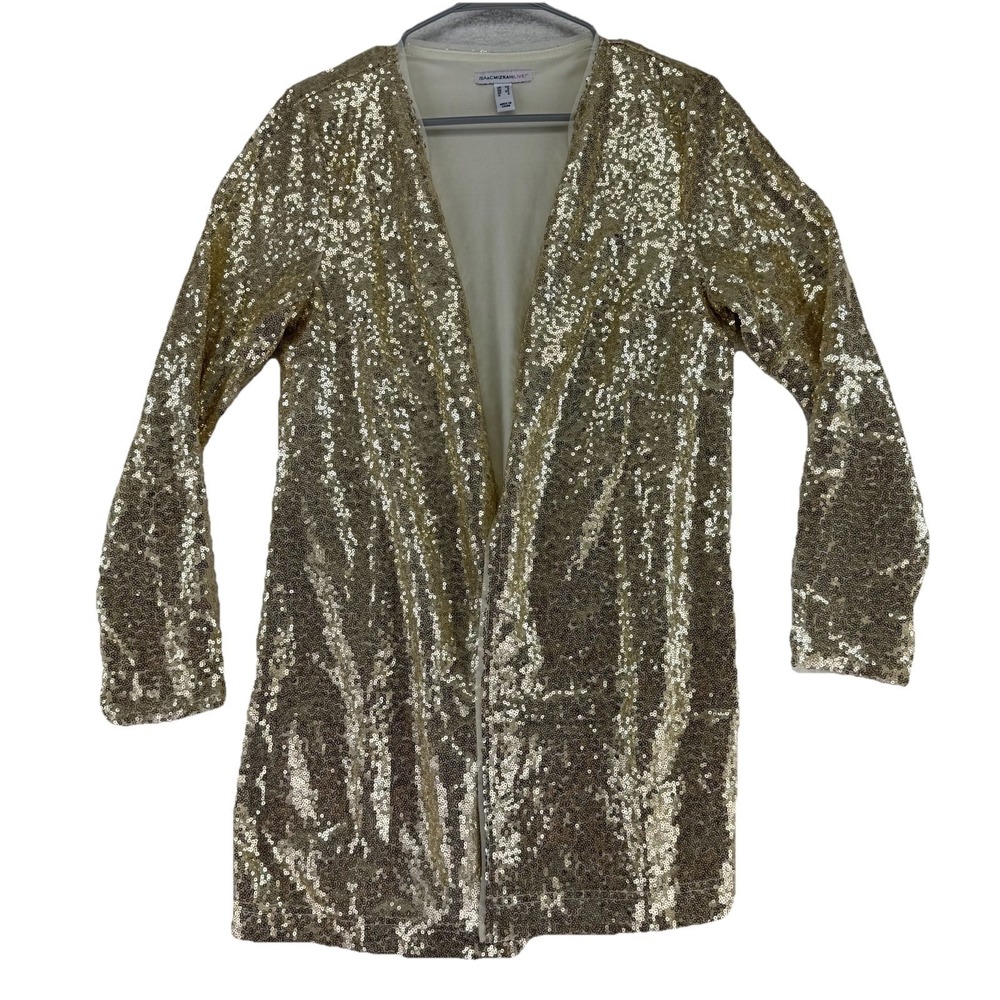Isaac Mizrahi Live! Long Sleeve Sequin Top Sweater Size XS‎ Gold New Years